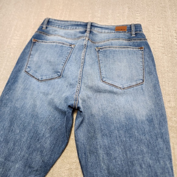 Judy Blue Jeans Women 14W Trouser Flare High Rise Stretch Denim Blue Cowgirl - Picture 9 of 13